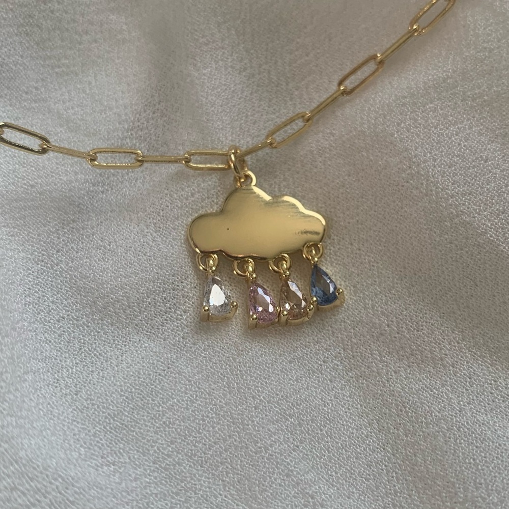 Dopamine Drops Gold Rain Cloud Necklace - Picture 2 of 3